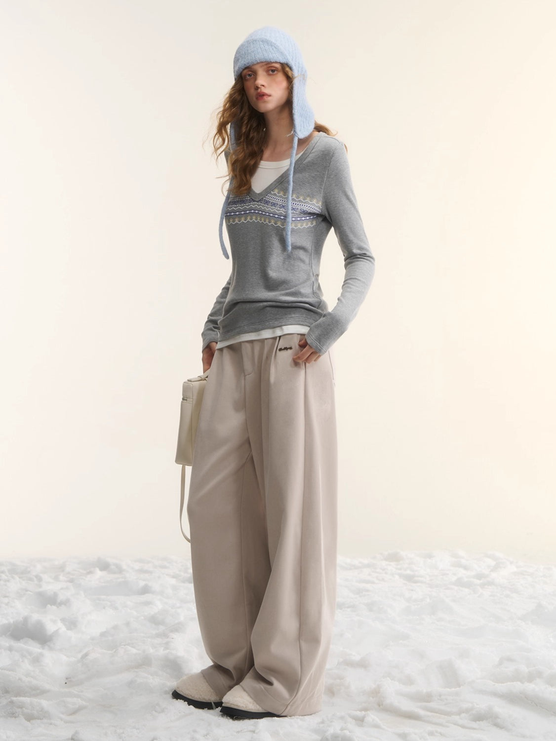 Fleece-Lined Relaxed Belted Trousers