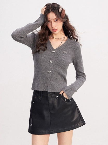 Shimmer Soft-Touch Knit V-Neck