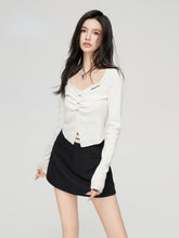 Black & White Wide Neckline Sweater - CHINASQUAD