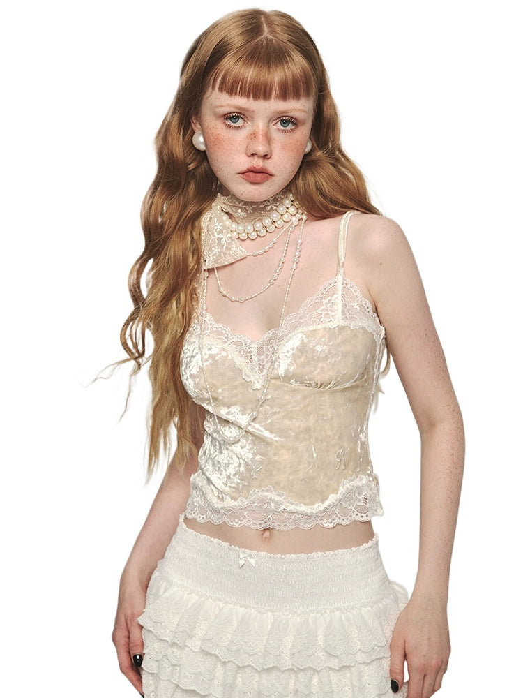 Velvet Lace Trim Camisole