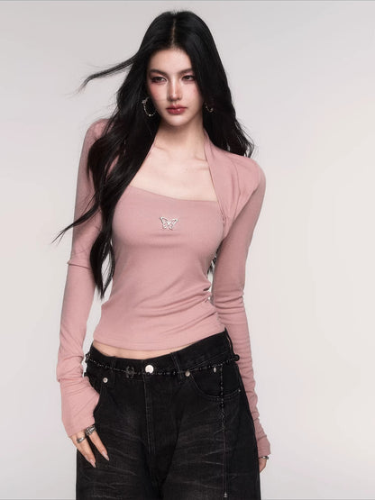 Sleeve-Detail Slim-Fit Knit Crewneck