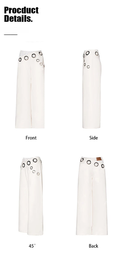 Layered-Effect Wide-Leg Cargo Jeans