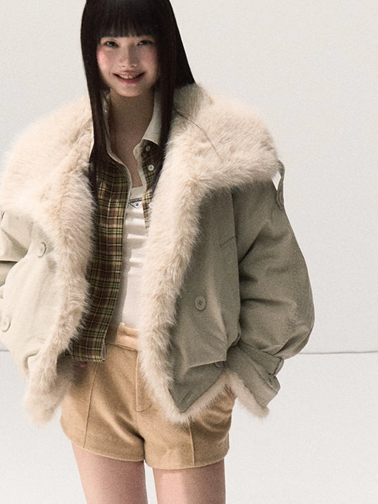 Fur-Collar Winter Parka Jacket