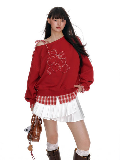 Faux Layered Off-Shoulder Sweatshirt