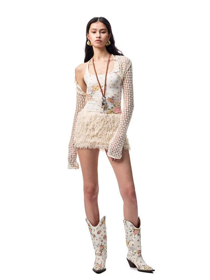 Cowl-Neck Halter Top &amp; Midi Skirt Set