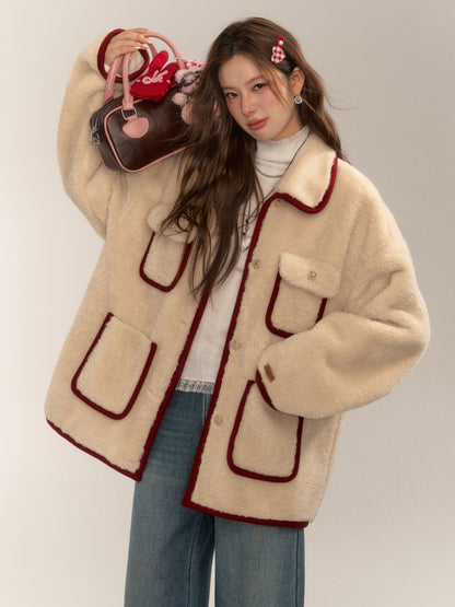 Vintage Sweet Shearling Wool Coat