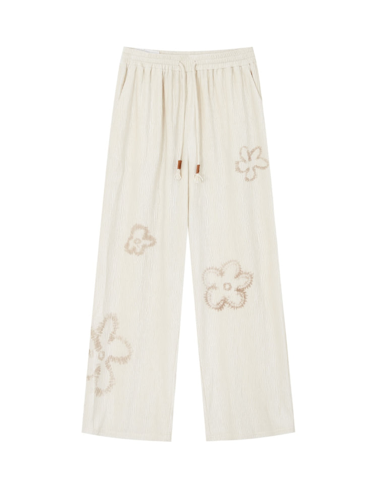 Floral Pleated Drawstring Pants - CHINASQUAD