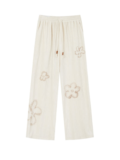 Floral Pleated Drawstring Pants - CHINASQUAD