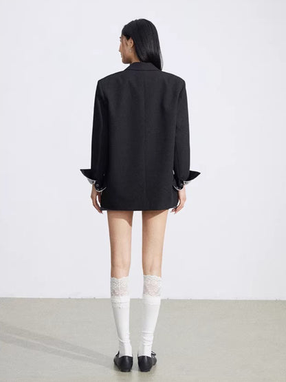 Lace Panel Oversized Blazer