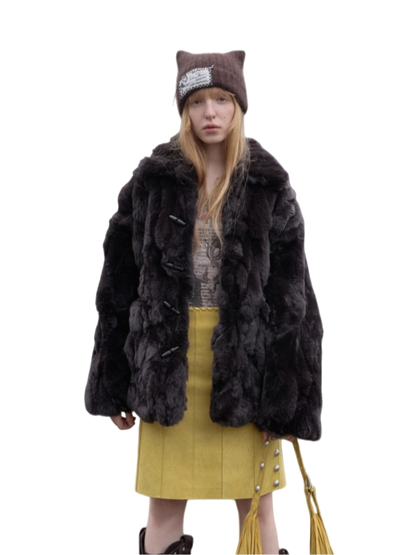 Heavycrafted Rex Rabbit Fur Panel Shirt Jacket