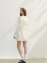 White Lace Panel Hooded Coat & Skirt Set - CHINASQUAD