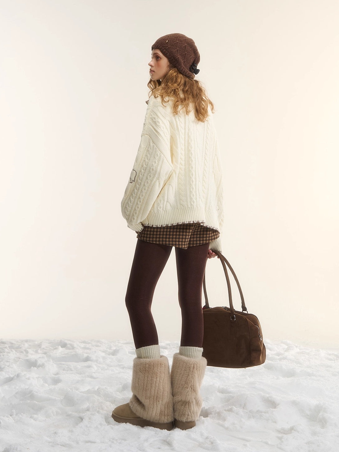 Stand-Collar Relaxed Cardigan