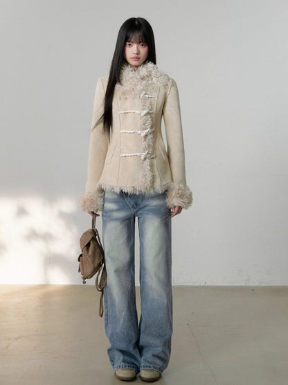 Shearling Lining Suede Duffle Jacket