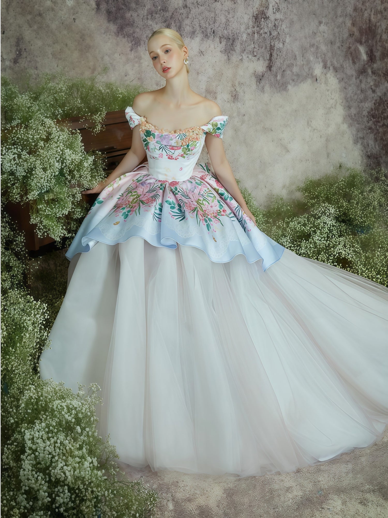 Floral Dream Off-Shoulder Couture Ball Gown