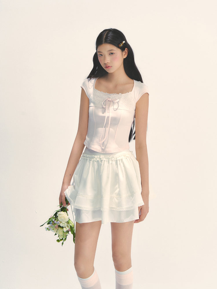Lace Trim Short Sleeve T-shirt - CHINASQUAD