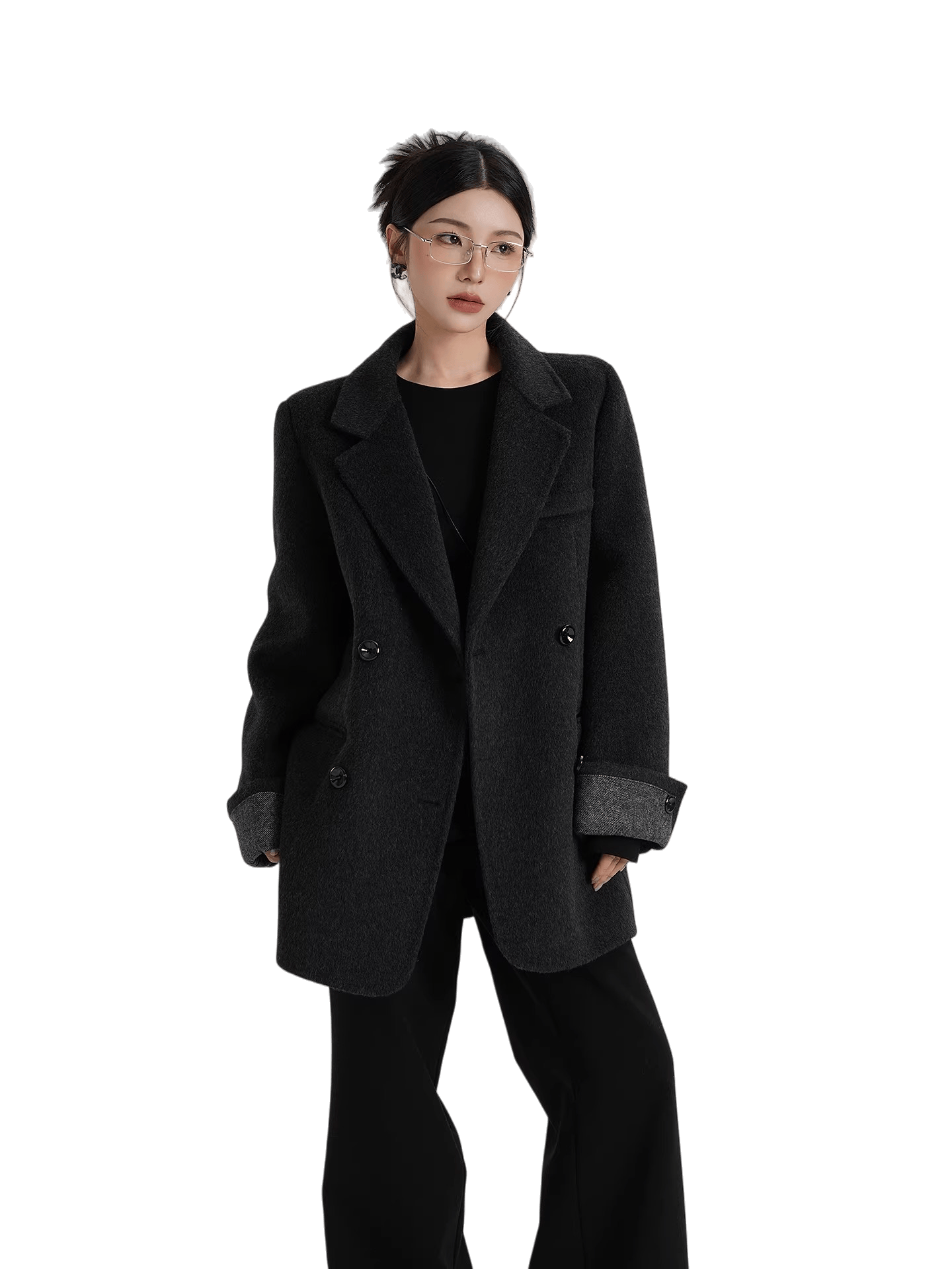Mid-Length Double-Faced Wool Blazer