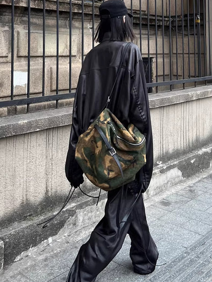 Draped Satin Pleated Wide-Leg Trousers