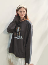 Lace Panel Dog Print Crew Neck Tee - CHINASQUAD