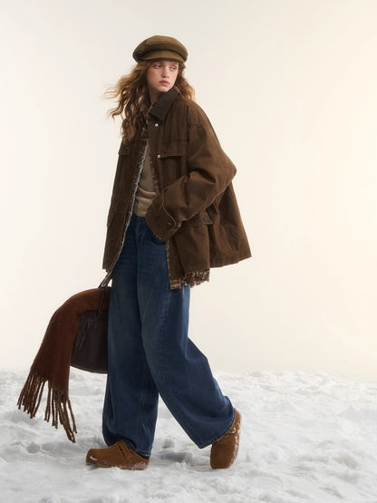 Duck Down Cinched-Waist Puffer Jacket