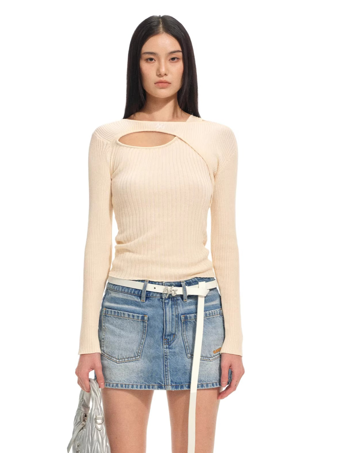 Olympia Long-Sleeve Fitted Knit Crewneck