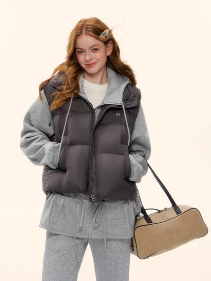 White Duck Down Puffer Stand-Collar Vest