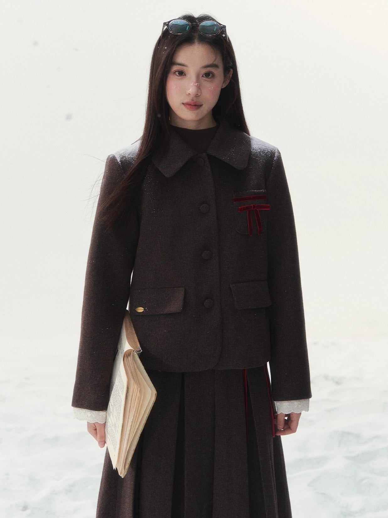 Vintage Wool Coat &amp; Pleated Skirt Set