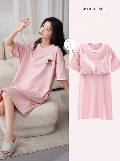 Cotton Round-neck Nightdresses