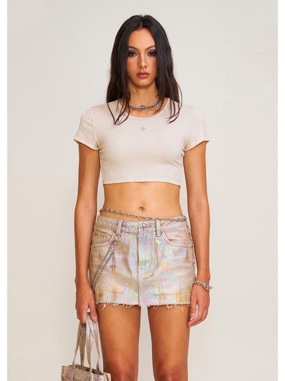 Vintage Storm Fade Dye Silk Gym Short Tee Fading Desert
