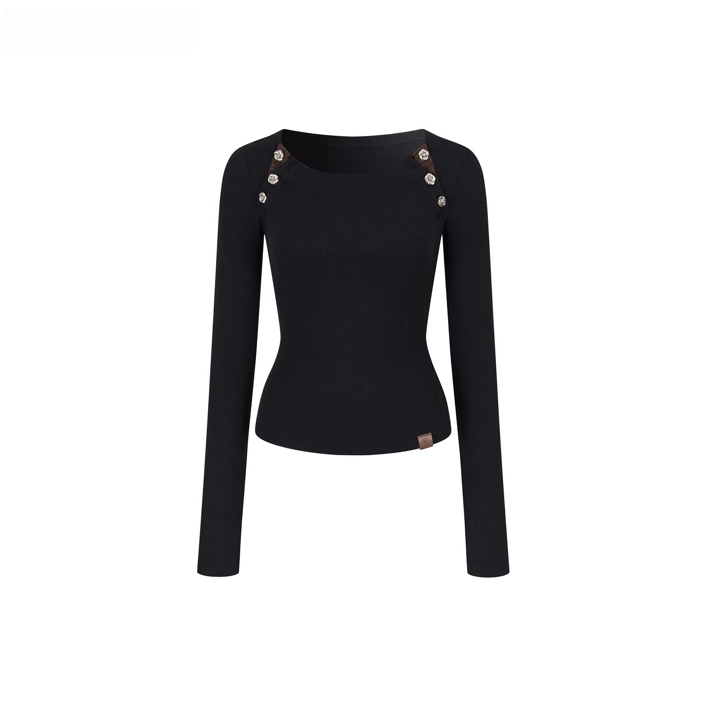 Embellished Fitted Long-Sleeve T-Shirt