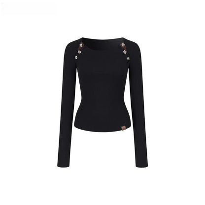 Embellished Fitted Long-Sleeve T-Shirt