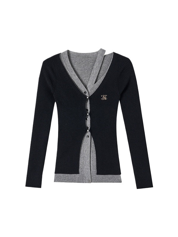 2-in-1 Long-sleeve Knitted Cardigan