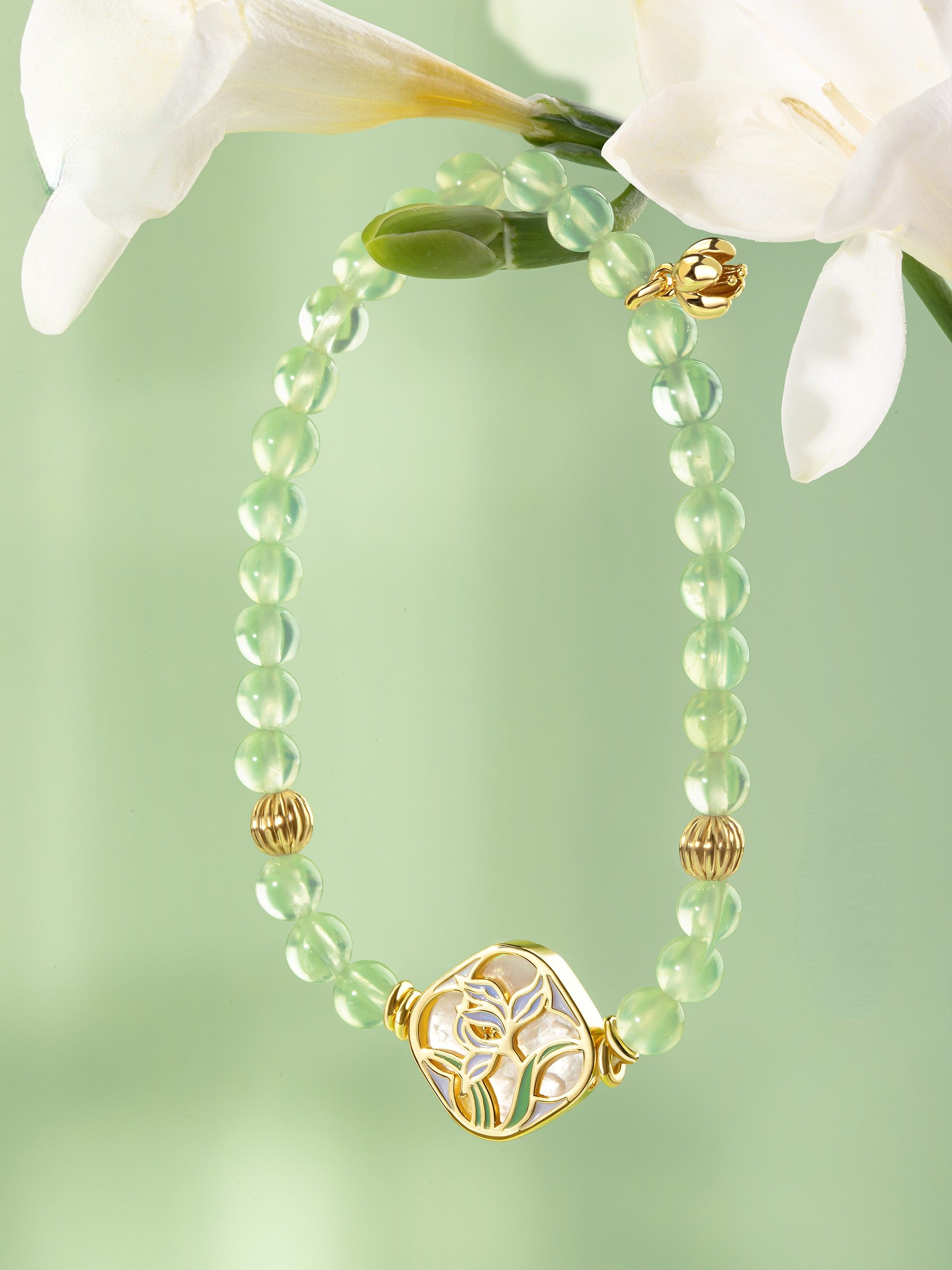 &quot;Flower Deity&quot; Crystal and Pearl Beaded Bracelet - CHINASQUAD