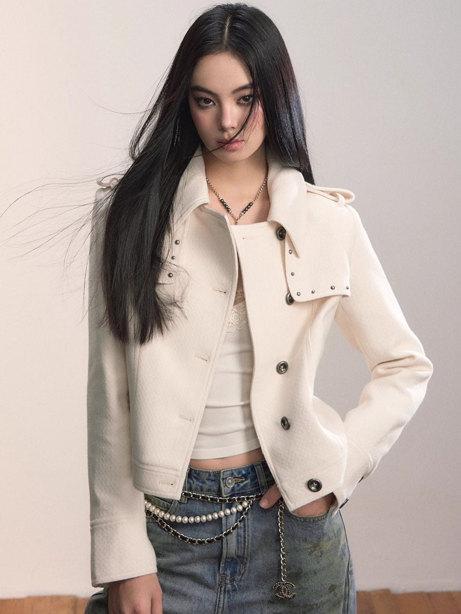 Studded Edge Cropped Fitted Jacket