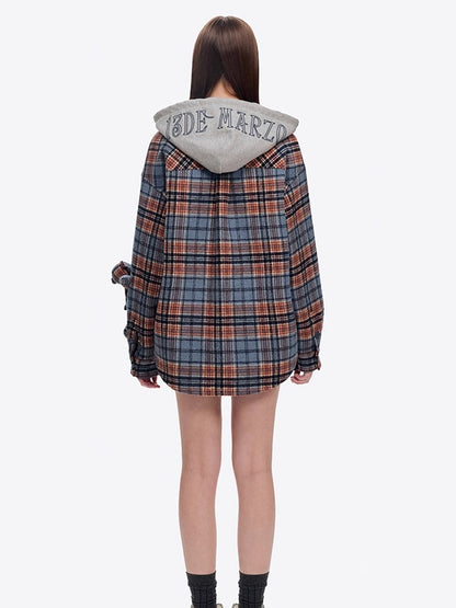Plaid Hooded Retro Overshirt Jacket