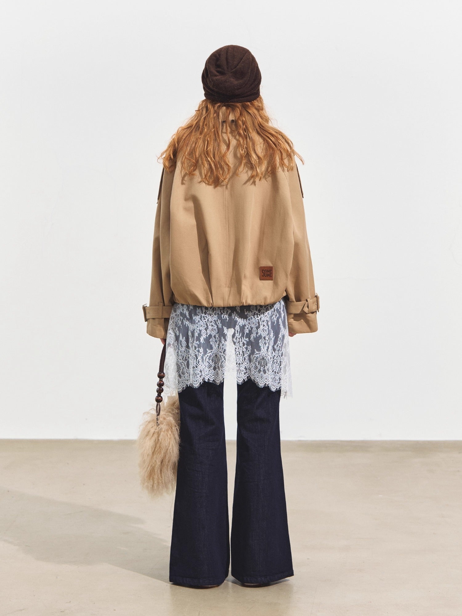 Stand Collar Double-Breasted Cropped Trench Coat