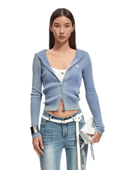 Slim-Fit Cotton Hooded Knit Cardigan