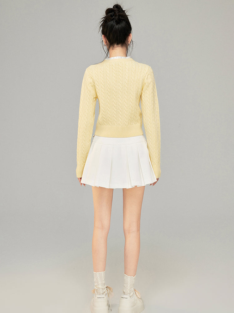 Yellow &amp; Blue Lace Panel Knit Top