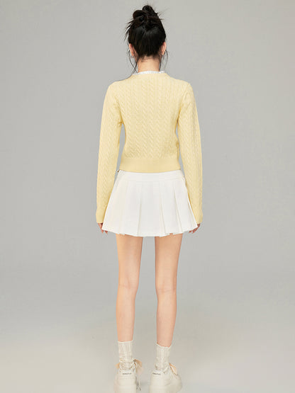 Yellow &amp; Blue Lace Panel Knit Top