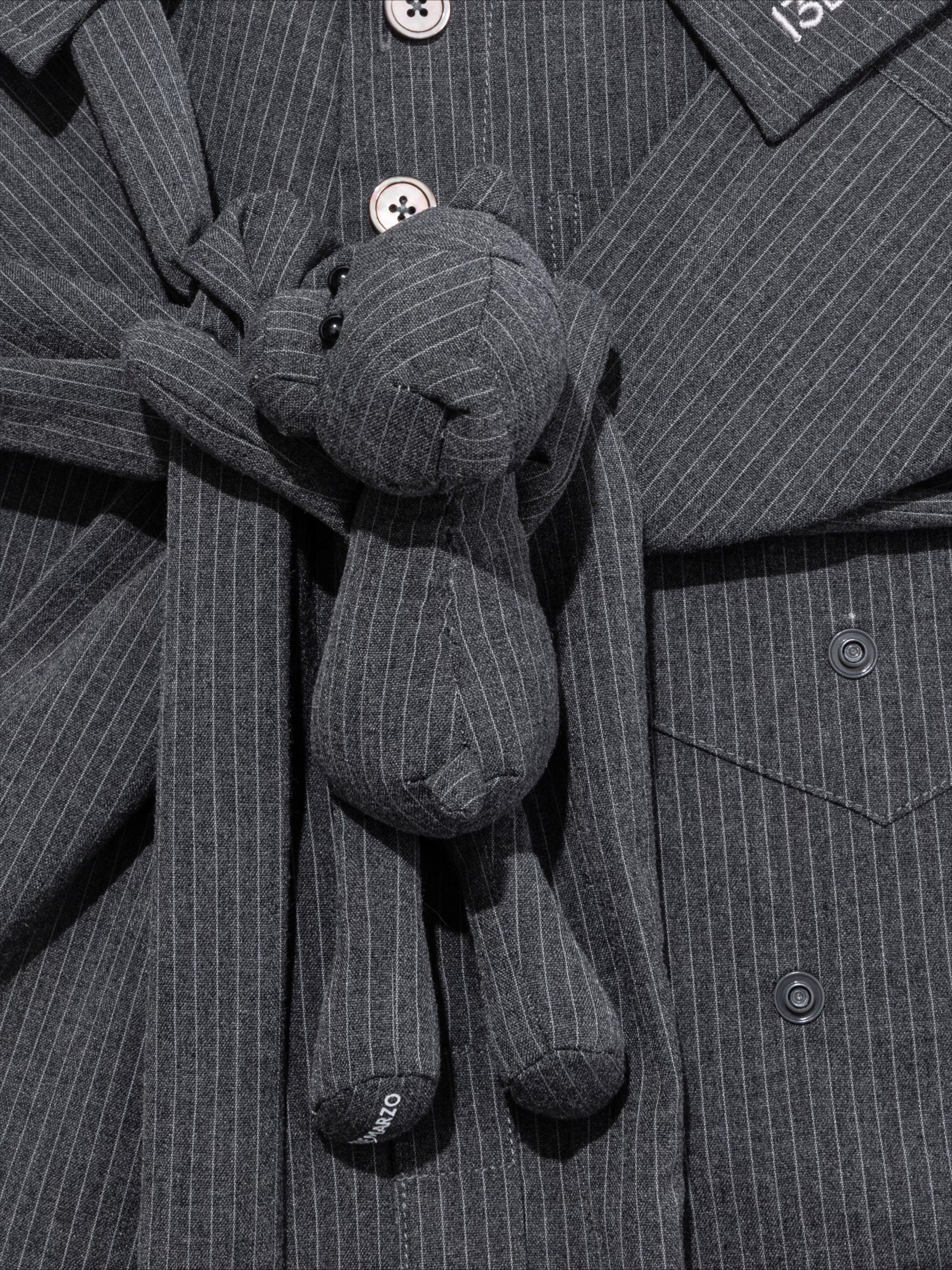 Striped Structured Wide-Leg Trousers