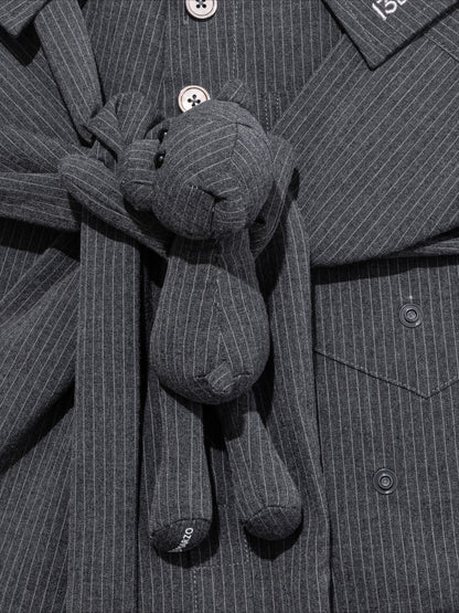 Striped Structured Wide-Leg Trousers