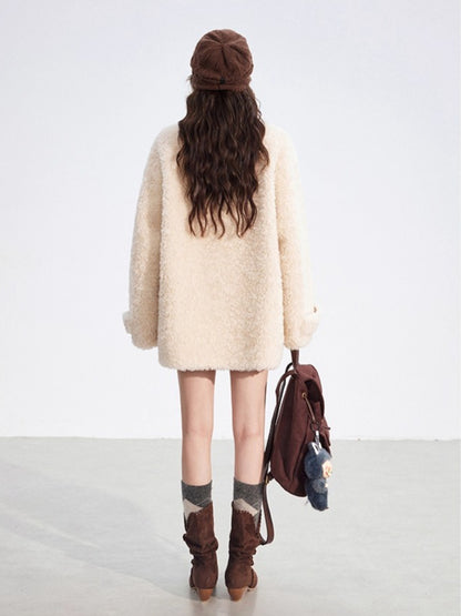 Wool-Blend Shearling Buttoned Jacket
