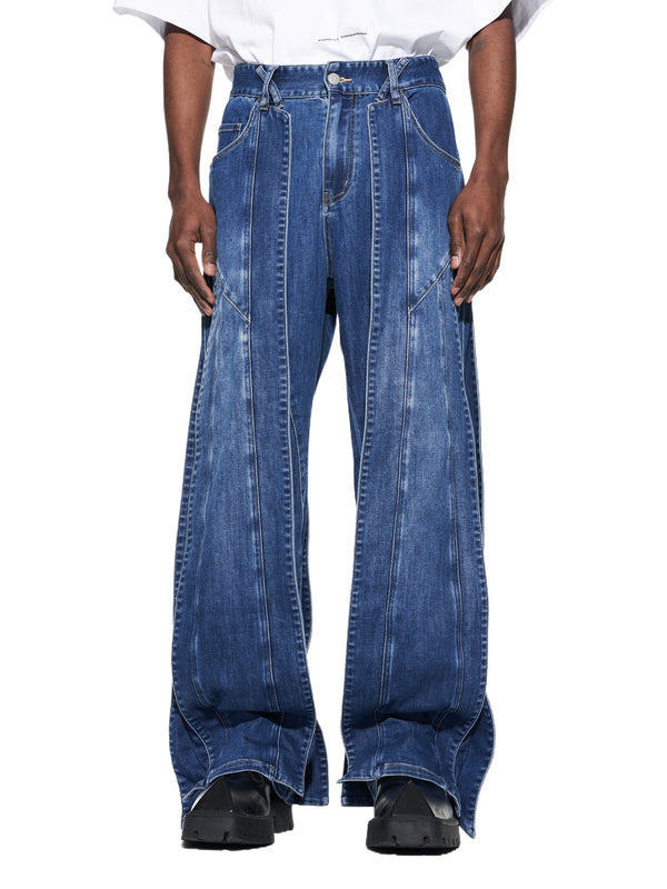 3D Cut Washed Denim Relaxed Jeans