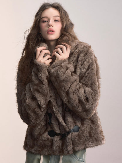 Reversible Faux Fur Toggle Jacket