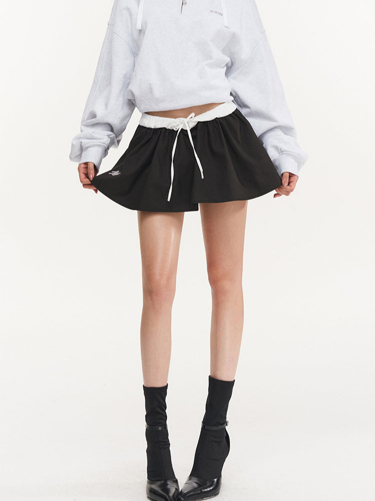 Black &amp; Silver Poplin High-Waist Skirt