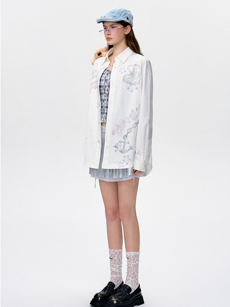 Graffiti Oversized Shirt Jacket