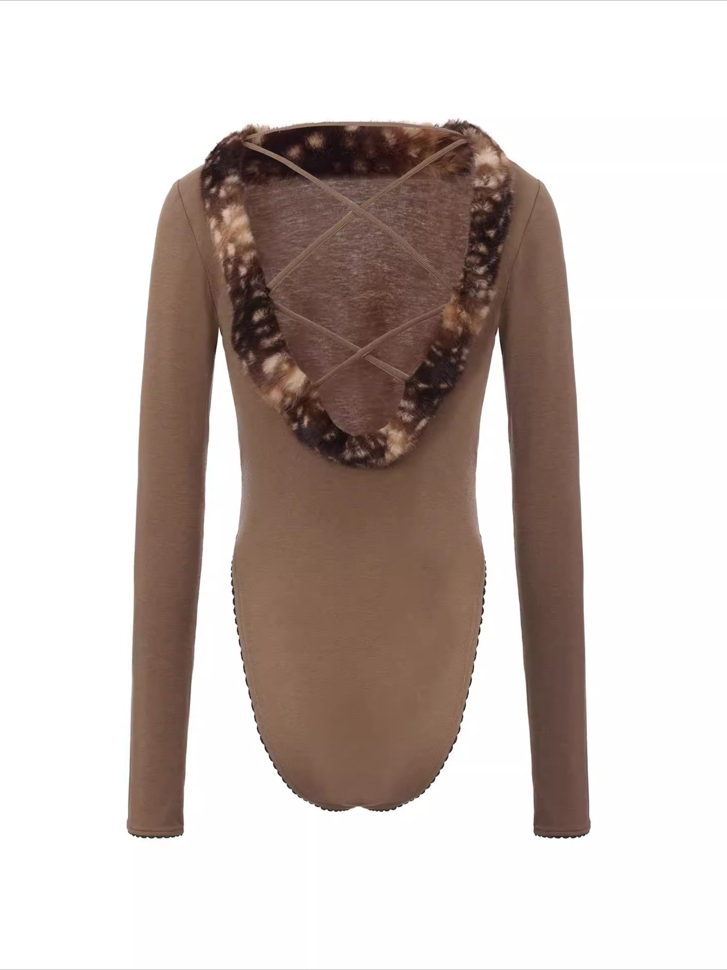 Faux Fur-Panelled Knit Bodysuit