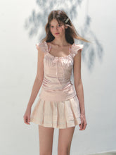 Pink Lace Flutter Sleeves Top - CHINASQUAD