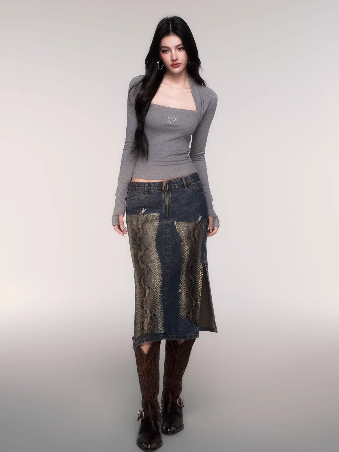 Sleeve-Detail Slim-Fit Knit Crewneck