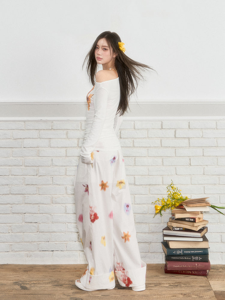 Flower Hanging Casual Pants