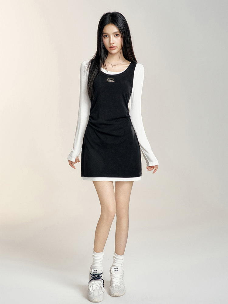 Black Round Neck Slimming Tank Dress